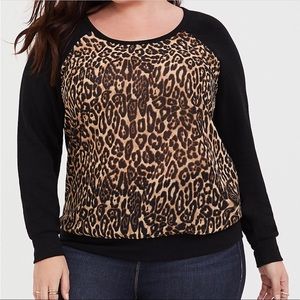 Leopard Print Chiffon Knit Sweatshirt